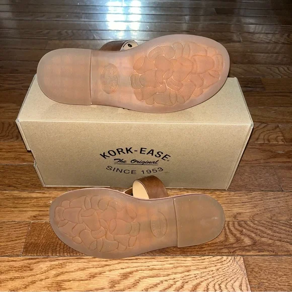 Kork-Ease Basel T Strap Sandals Brown Leather Brassy Hardware Women’s Size 8 - Picture 9 of 12